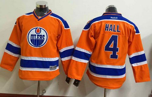 Oilers #4 Taylor Hall Orange Stitched Youth NHL Jersey