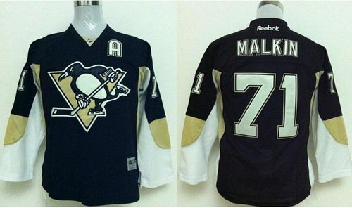 Penguins #71 Evgeni Malkin Stitched Black Youth NHL Jersey