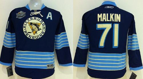Penguins #71 Evgeni Malkin 2011 Winter Classic Vintage Stitched Dark Blue Youth NHL Jersey