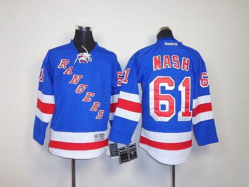 Rangers #61 Rick Nash Blue Home Youth Stitched NHL Jersey