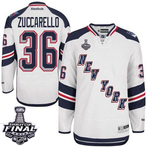 Rangers #36 Mats Zuccarello White 2014 Stadium Series With Stanley Cup Finals Stitched Youth NHL Jersey