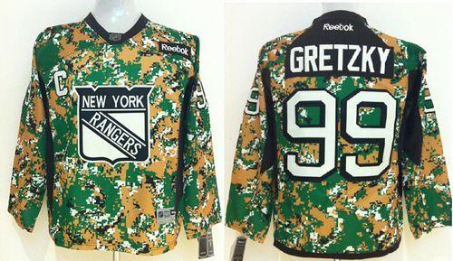Rangers #99 Wayne Gretzky Camo Veterans Day Practice Stitched Youth NHL Jersey