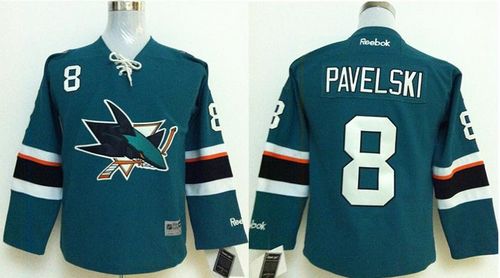 Sharks #8 Joe Pavelski Green Stitched Youth NHL Jersey