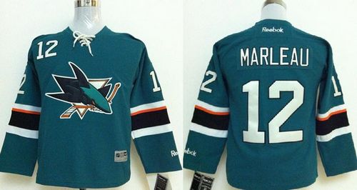 Sharks #12 Patrick Marleau Green Stitched Youth NHL Jersey