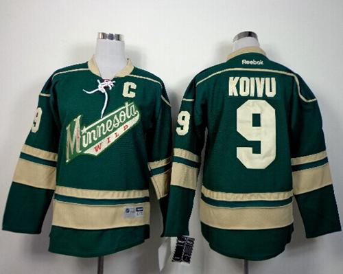 Wild #9 Mikko Koivu Green Stitched Youth NHL Jersey