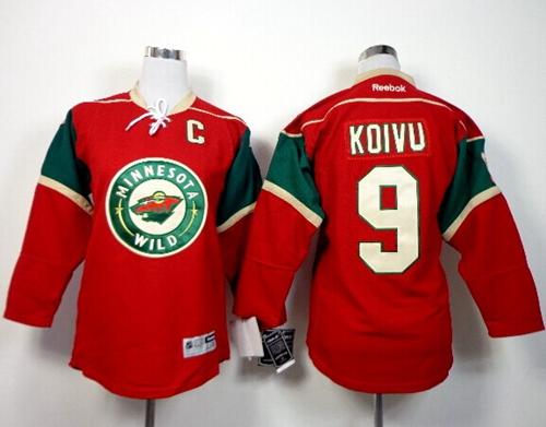Wild #9 Mikko Koivu Red Home Stitched Youth NHL Jersey