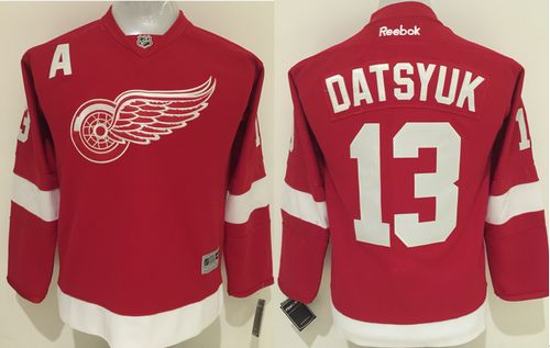 Red Wings #13 Pavel Datsyuk Red Stitched Youth NHL Jersey