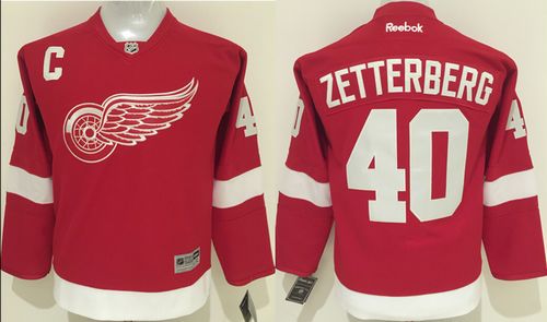 Red Wings #40 Henrik Zetterberg Red Home Stitched Youth NHL Jersey