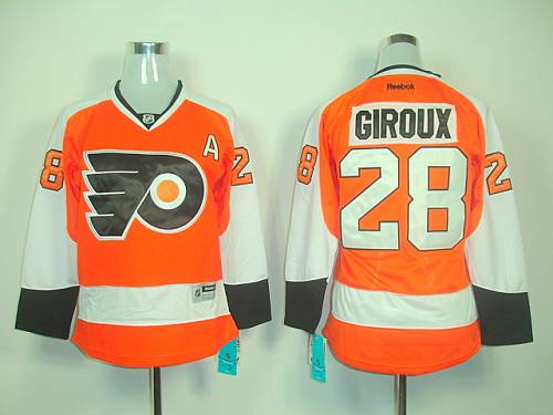 Flyers #28 Claude Giroux Orange Women's Home Stitched NHL Jersey