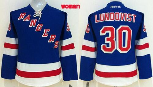 Rangers #30 Henrik Lundqvist Blue Women's Home Stitched NHL Jersey