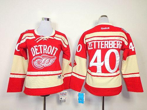Red Wings #40 Henrik Zetterberg Red 2014 Winter Classic Women's Stitched NHL Jersey
