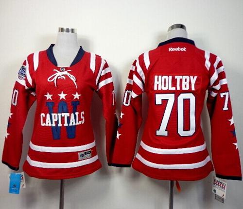 Capitals #70 Braden Holtby 2015 Winter Classic Red Women's Stitched White NHL Jersey