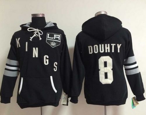 Los Angeles Kings #8 Drew Doughty Black Women's Old Time Heidi Hoodie