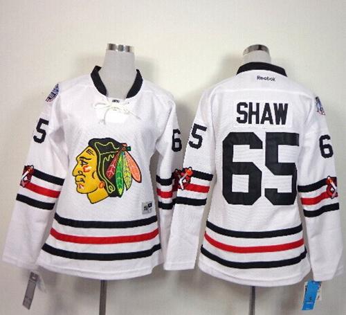 Blackhawks #65 Andrew Shaw White 2015 Winter Classic Women's Stitched NHL Jersey