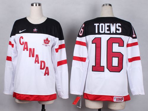 Olympic CA. #16 Jonathan Toews White 100th Anniversary Women's Stitched NHL Jersey