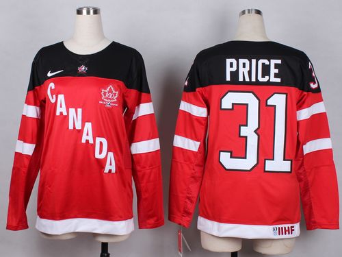 Olympic CA. #31 Carey Price Red 100th Anniversary Women's Stitched NHL Jersey