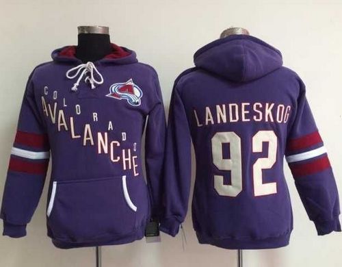 Colorado Avalanche #92 Gabriel Landeskog Purple Women's Old Time Heidi NHL Hoodie