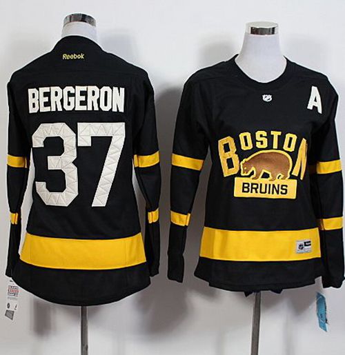 Bruins #37 Patrice Bergeron Black 2016 Winter Classic Women's Stitched NHL Jersey