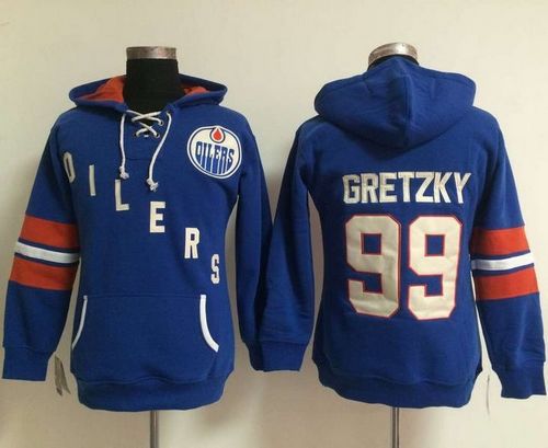 Edmonton Oilers #99 Wayne Gretzky Light Blue Women's Old Time Heidi NHL Hoodie