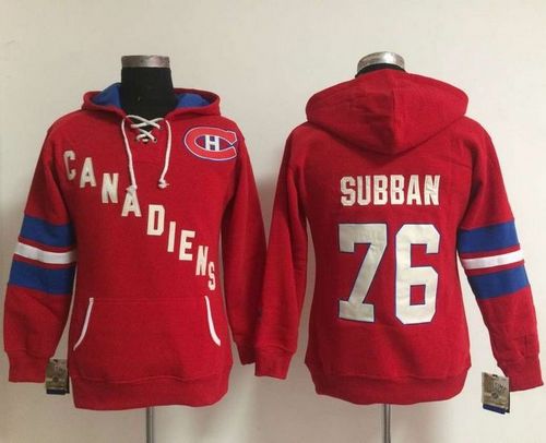 Montreal Canadiens #76 P.K Subban Red Women's Old Time Heidi NHL Hoodie