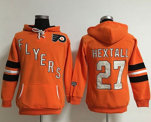 Philadelphia Flyers #27 Ron Hextall Orange Women's Old Time Heidi NHL Hoodie