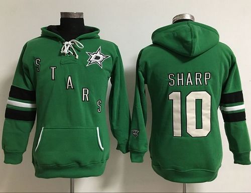 Dallas Stars #10 Patrick Sharp Green Women's Old Time Heidi Hoodie NHL Hoodie