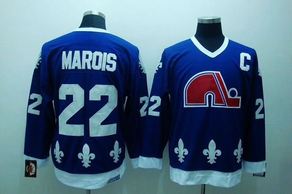 Nordiques #22 Mario Marois Stitched CCM Throwback Blue NHL Jersey