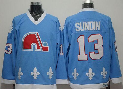 Nordiques #13 Mats Sundin Light Blue CCM Throwback Stitched NHL Jersey