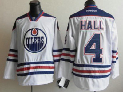 Oilers #4 Taylor Hall White Stitched NHL Jersey