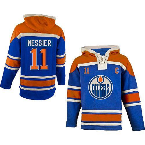 Oilers #11 Mark Messier Light Blue Sawyer Hooded Sweatshirt Stitched NHL Jersey