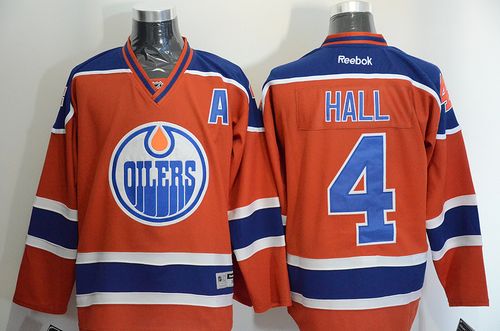 Oilers #4 Taylor Hall Orange Stitched NHL Jersey