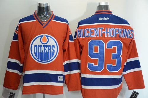 Oilers #93 Nugent Hopkins Orange Stitched NHL Jersey