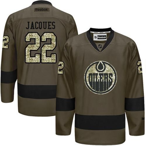 Oilers #22 Jean Francois Jacques Green Salute to Service Stitched NHL Jersey
