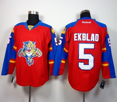 Panthers #5 Aaron Ekblad Red Home Stitched NHL Jersey