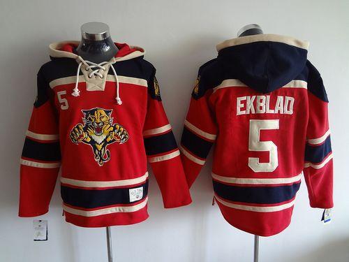 Panthers #5 Aaron Ekblad Red Sawyer Hooded Sweatshirt Stitched NHL Jersey