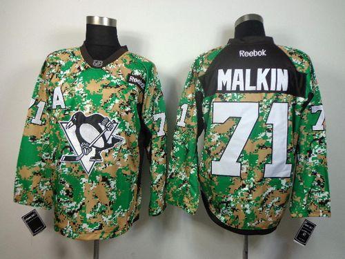 Penguins #71 Evgeni Malkin Camo Veterans Day Practice Stitched NHL Jersey