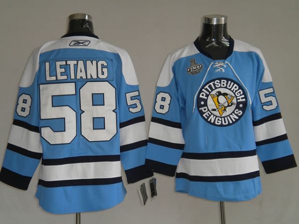 Penguins #58 Kris Letang Stitched Blue NHL Jersey