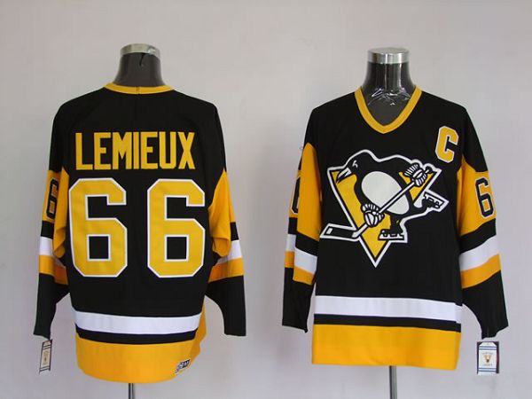 Penguins #66 Mario Lemieux Stitched Black Mitchell&Ness NHL Jersey