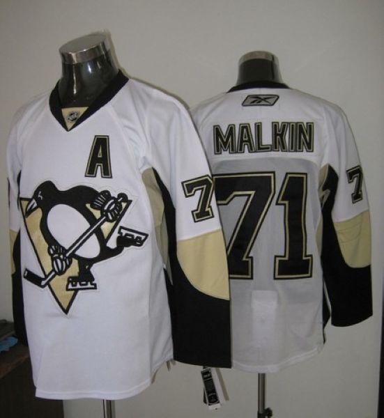 Penguins #71 Evgeni Malkin Stitched White NHL Jersey