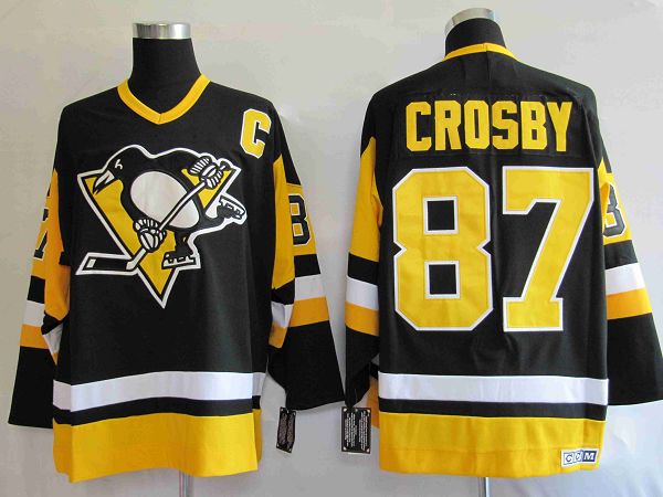 Penguins #87 Sidney Crosby Stitched Black Mitchell&Ness NHL Jersey