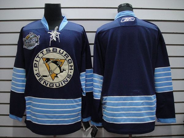 Penguins Blank Stitched Dark Blue 2011 Winter Classic Vintage NHL Jersey