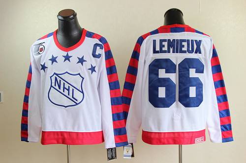 Penguins #66 Mario Lemieux White All Star CCM Throwback 75TH Stitched NHL Jersey