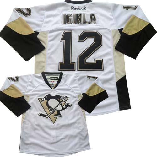 Penguins #12 Jarome Iginla White Stitched NHL Jersey