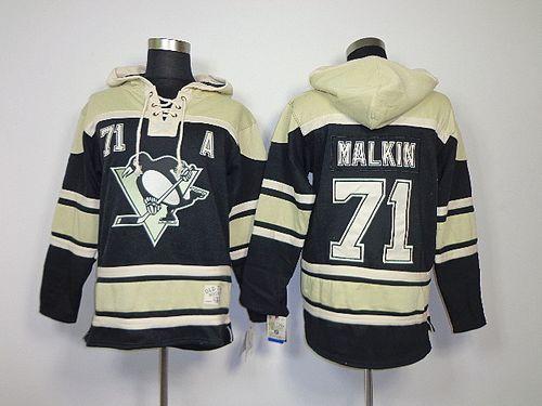 Penguins #71 Evgeni Malkin Black Sawyer Hooded Sweatshirt Stitched NHL Jersey