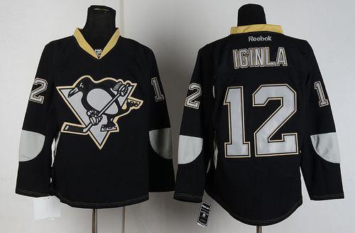 Penguins #12 Jarome Iginla Black Ice Stitched NHL Jersey