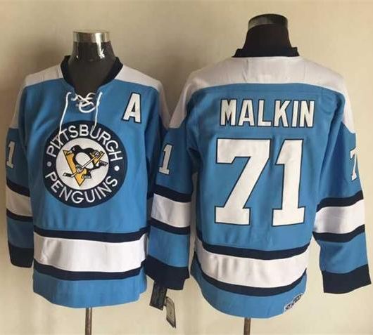 Penguins #71 Evgeni Malkin Blue Alternate CCM Throwback Stitched NHL Jersey