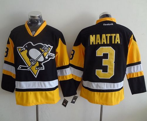 Penguins #3 Olli Maatta Black Alternate Stitched NHL Jersey