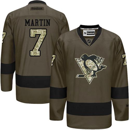 Penguins #7 Paul Martin Green Salute to Service Stitched NHL Jersey