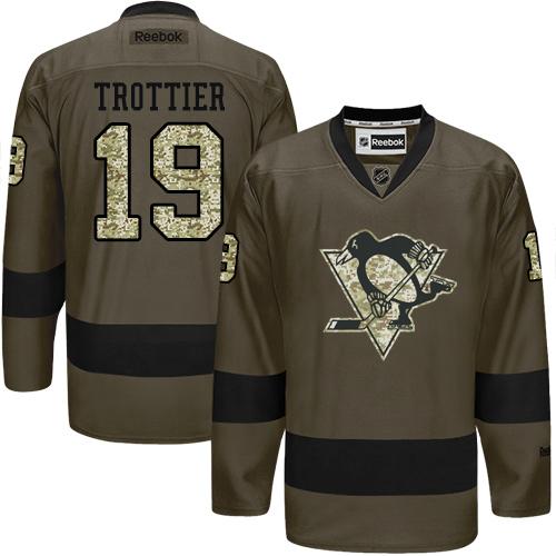 Penguins #19 Bryan Trottier Green Salute to Service Stitched NHL Jersey