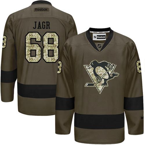 Penguins #68 Jaromir Jagr Green Salute to Service Stitched NHL Jersey